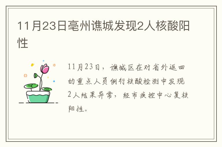 11月23日亳州谯城发现2人核酸阳性