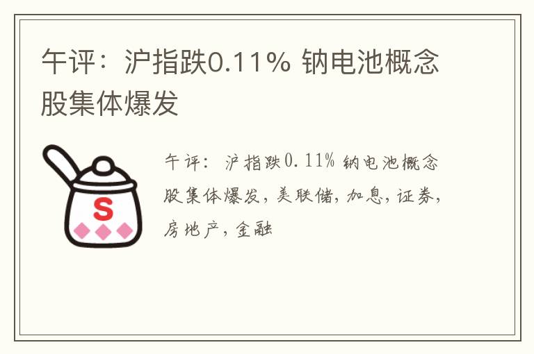 午评：沪指跌0.11% 钠电池概念股集体爆发