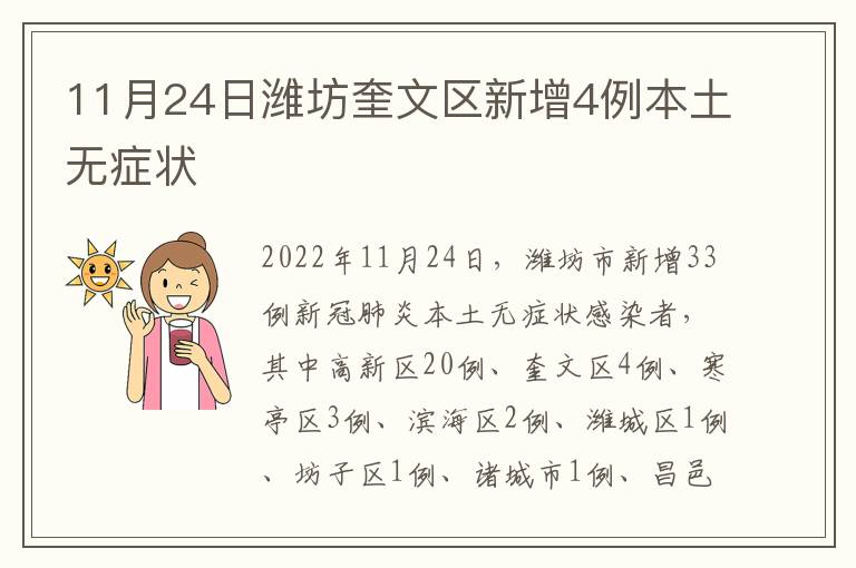 11月24日潍坊奎文区新增4例本土无症状