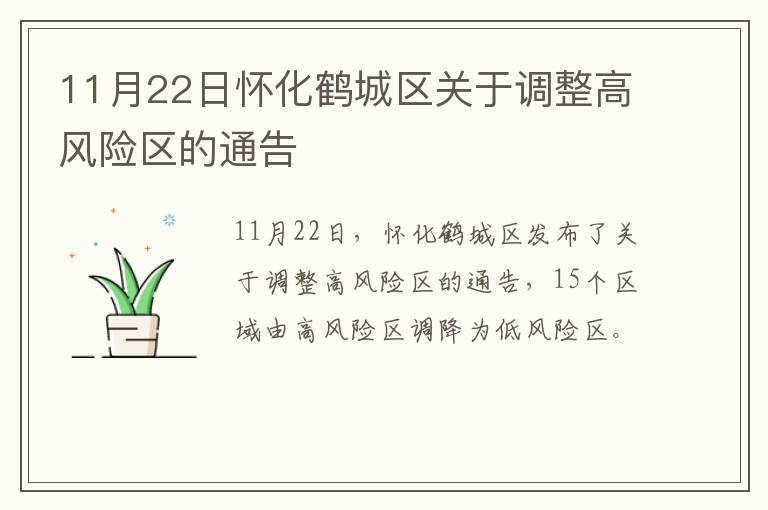 11月22日怀化鹤城区关于调整高风险区的通告