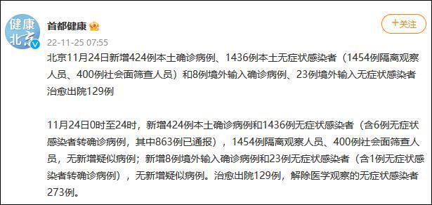 北京昨新增本土424+1436，含社会面400例