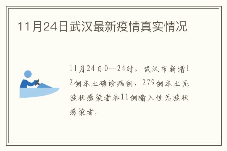 11月24日武汉最新疫情真实情况