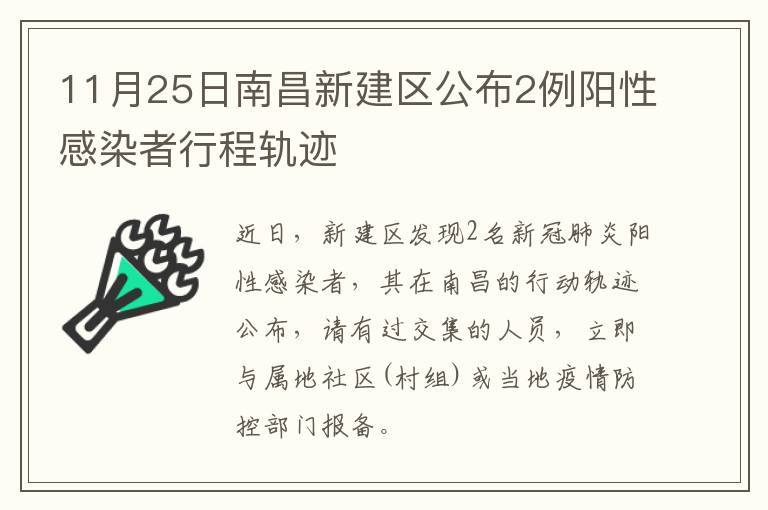 11月25日南昌新建区公布2例阳性感染者行程轨迹
