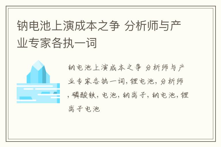 钠电池上演成本之争 分析师与产业专家各执一词