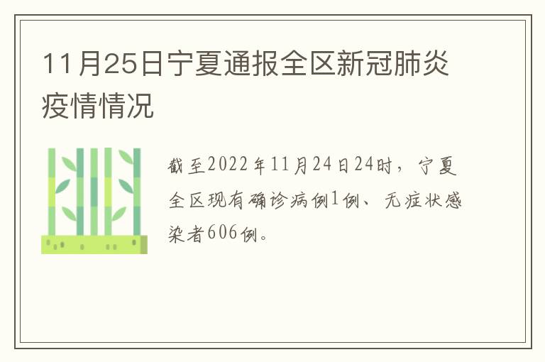 11月25日宁夏通报全区新冠肺炎疫情情况