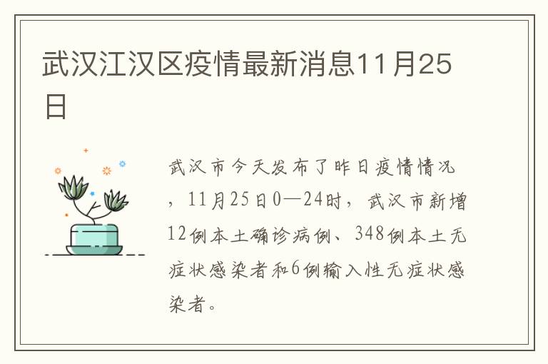 武汉江汉区疫情最新消息11月25日