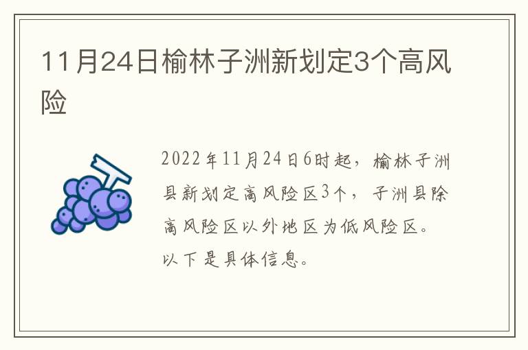 11月24日榆林子洲新划定3个高风险