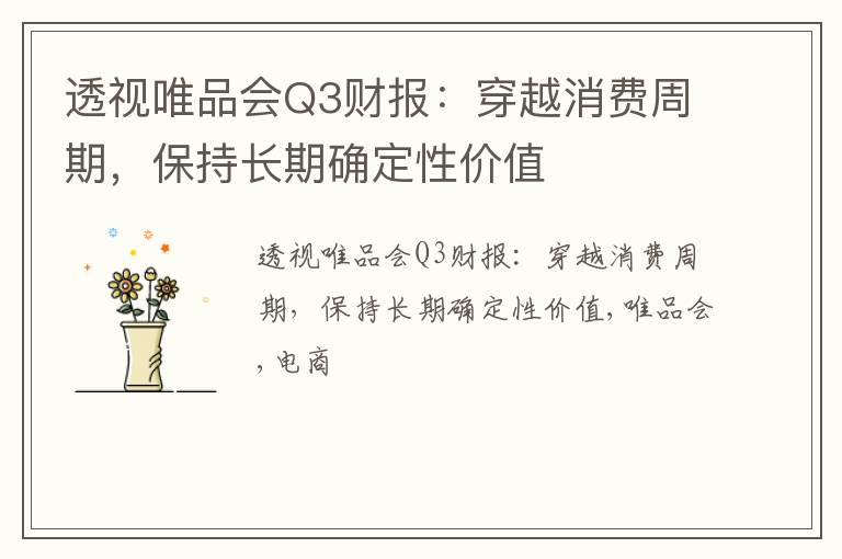 透视唯品会Q3财报：穿越消费周期，保持长期确定性价值