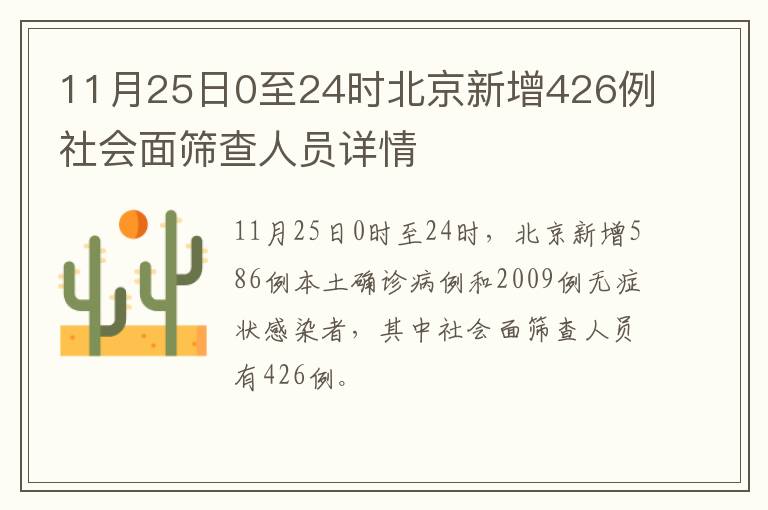 11月25日0至24时北京新增426例社会面筛查人员详情