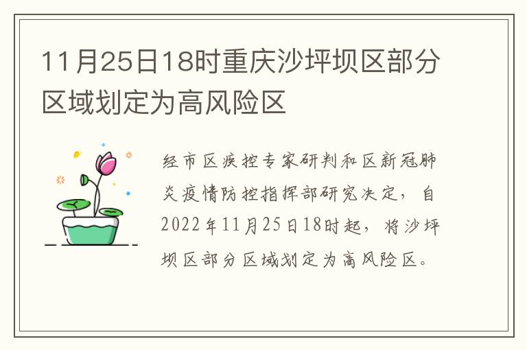 11月25日18时重庆沙坪坝区部分区域划定为高风险区