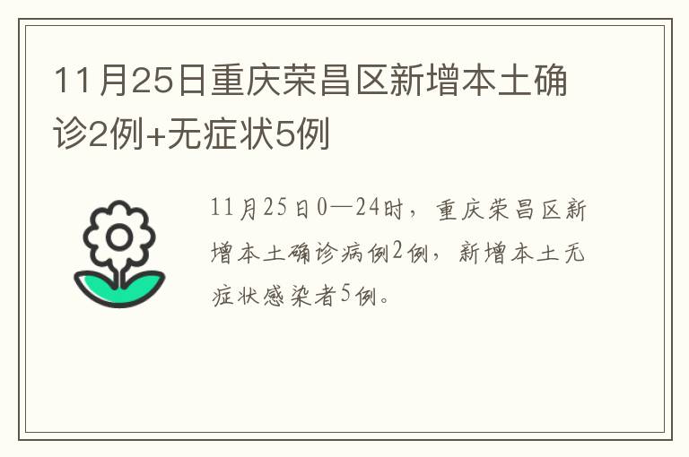 11月25日重庆荣昌区新增本土确诊2例+无症状5例