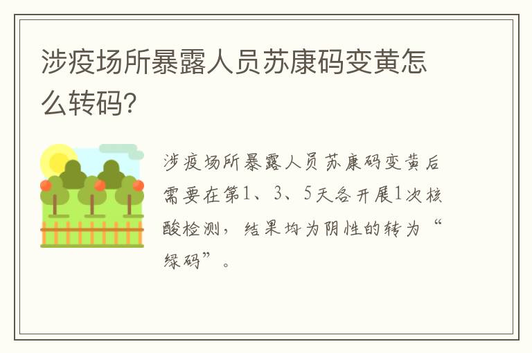涉疫场所暴露人员苏康码变黄怎么转码？