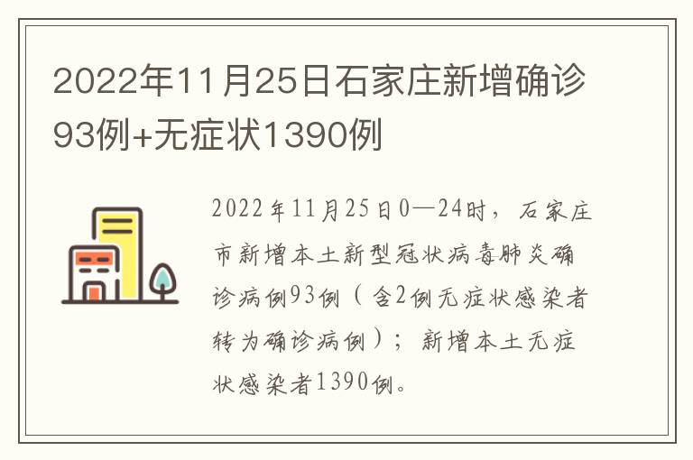 2022年11月25日石家庄新增确诊93例+无症状1390例