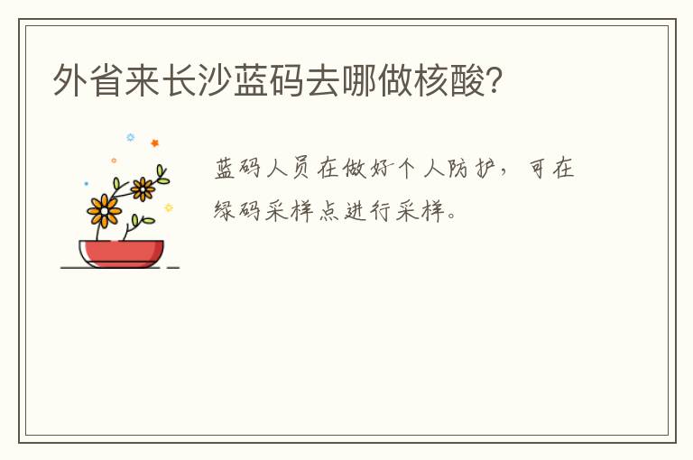 外省来长沙蓝码去哪做核酸？