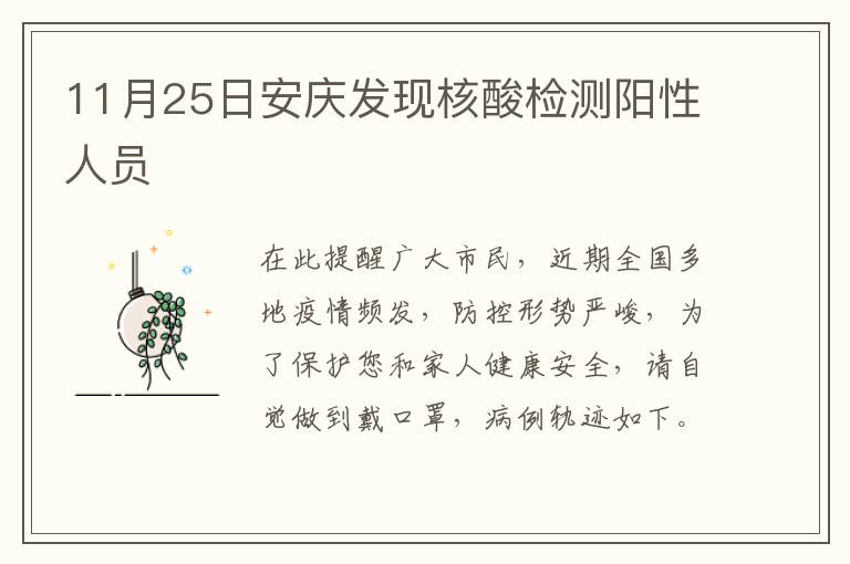 11月25日安庆发现核酸检测阳性人员