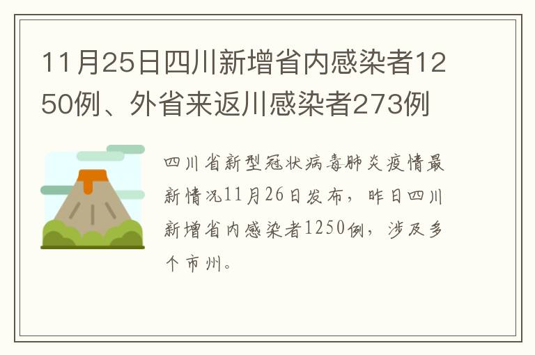 11月25日四川新增省内感染者1250例、外省来返川感染者273例
