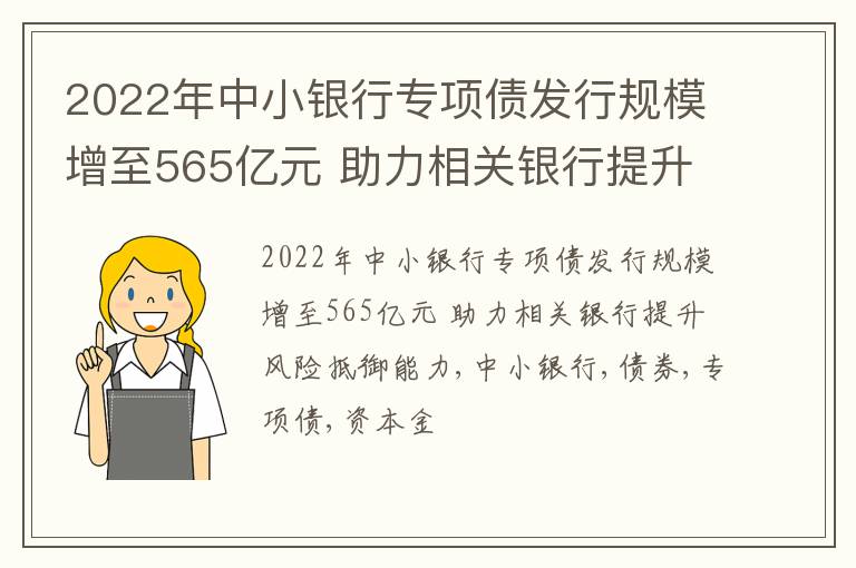 2022年中小银行专项债发行规模增至565亿元 助力相关银行提升风险抵御能力