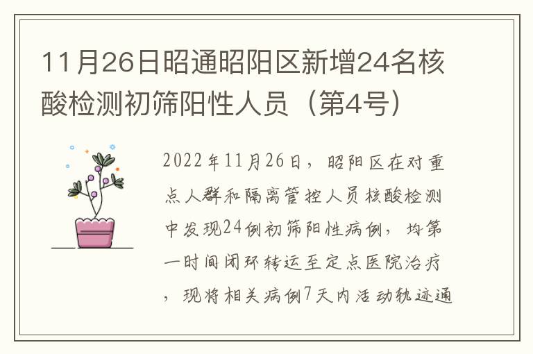11月26日昭通昭阳区新增24名核酸检测初筛阳性人员（第4号）