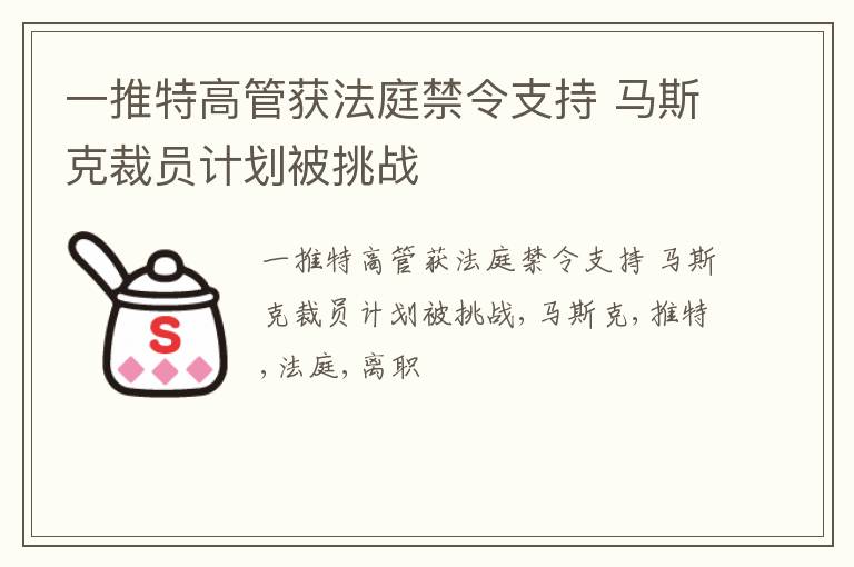 一推特高管获法庭禁令支持 马斯克裁员计划被挑战