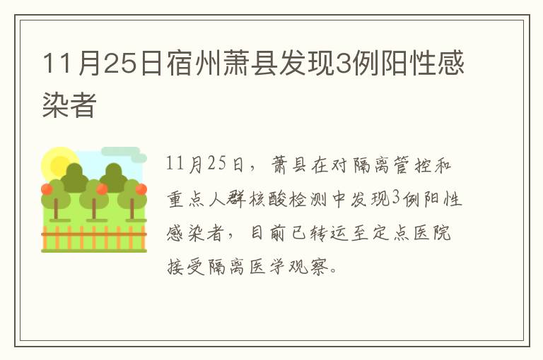 11月25日宿州萧县发现3例阳性感染者