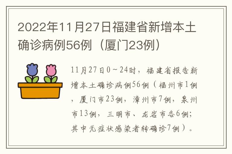 2022年11月27日福建省新增本土确诊病例56例（厦门23例）