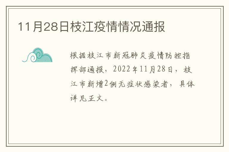 11月28日枝江疫情情况通报