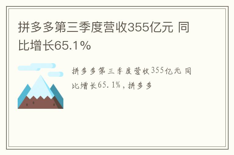 拼多多第三季度营收355亿元 同比增长65.1%