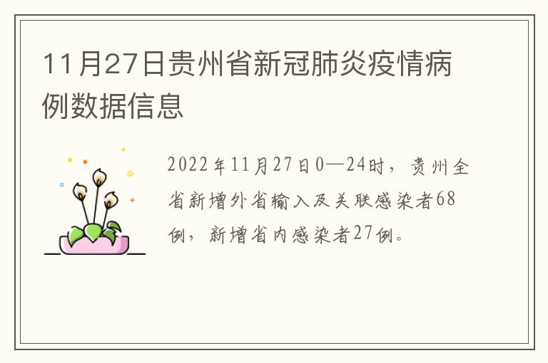11月27日贵州省新冠肺炎疫情病例数据信息