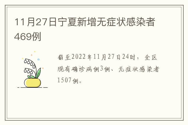 11月27日宁夏新增无症状感染者469例