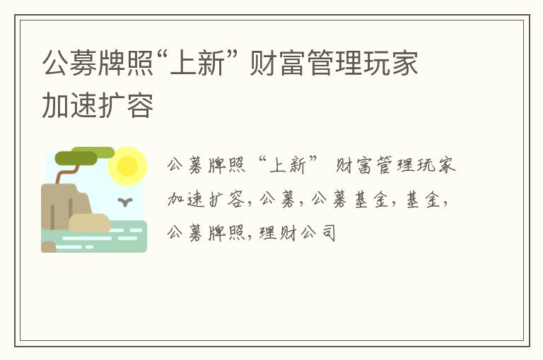 公募牌照“上新” 财富管理玩家加速扩容