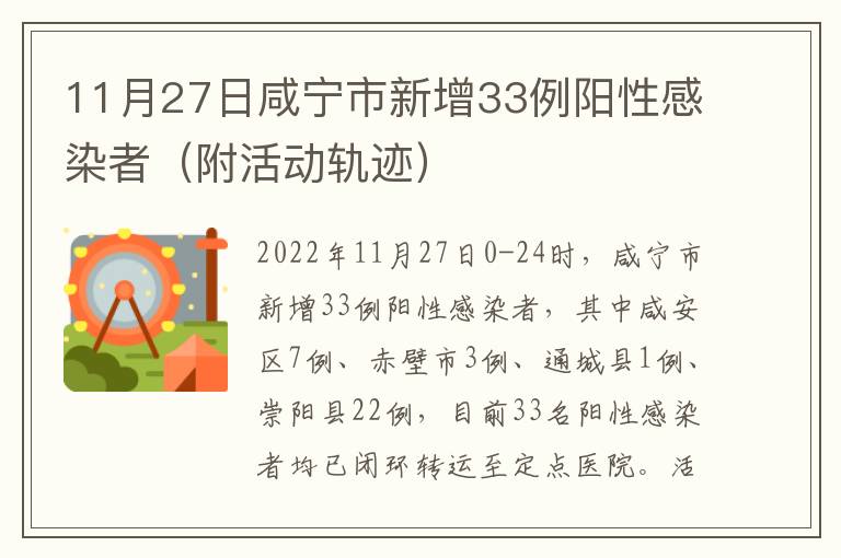 11月27日咸宁市新增33例阳性感染者（附活动轨迹）