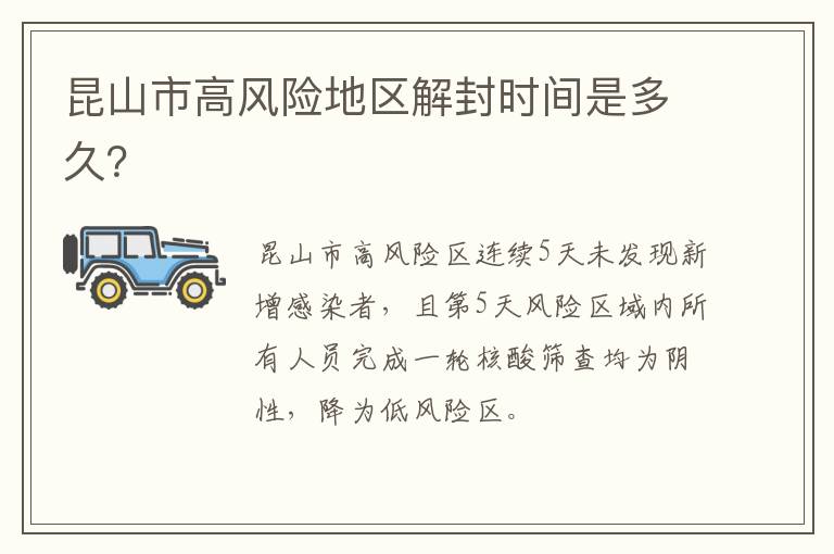 昆山市高风险地区解封时间是多久？