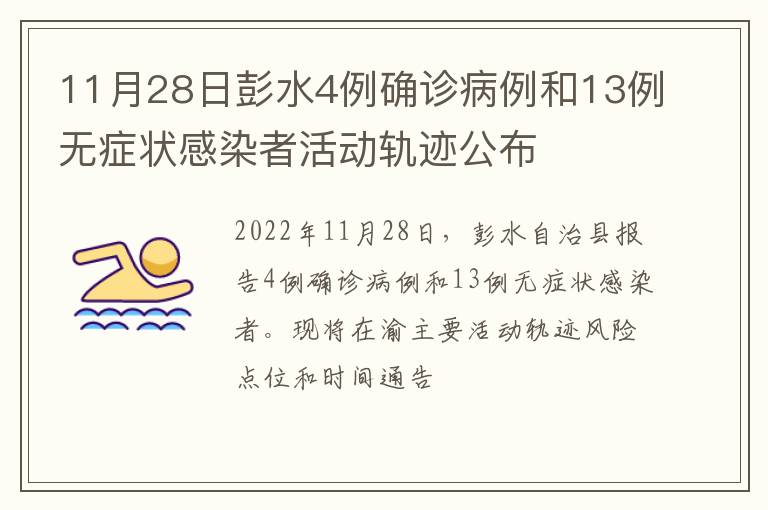 11月28日彭水4例确诊病例和13例无症状感染者活动轨迹公布