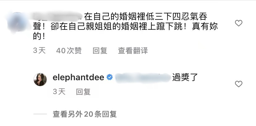 网友评论小s在大s婚姻中上蹿下跳 本人回应称过奖了