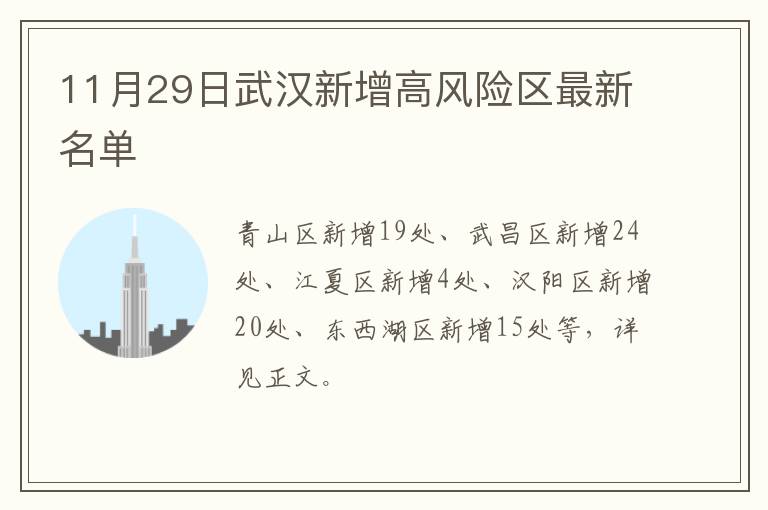 11月29日武汉新增高风险区最新名单