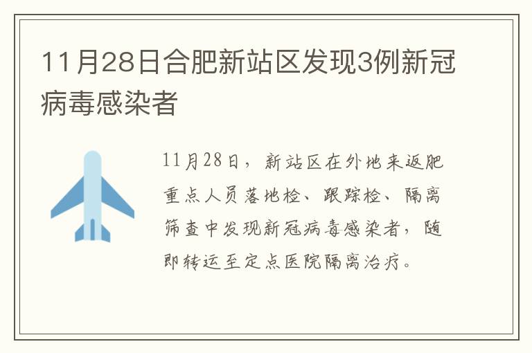 11月28日合肥新站区发现3例新冠病毒感染者