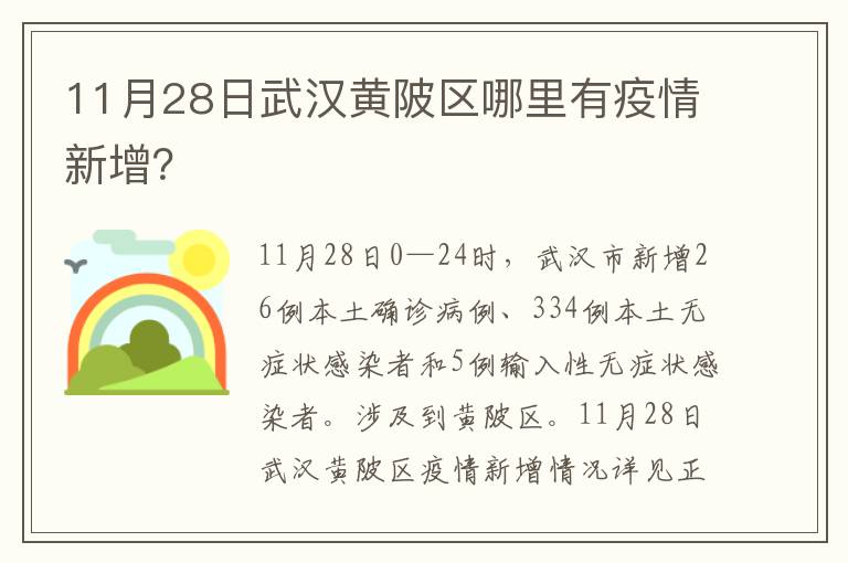 11月28日武汉黄陂区哪里有疫情新增？