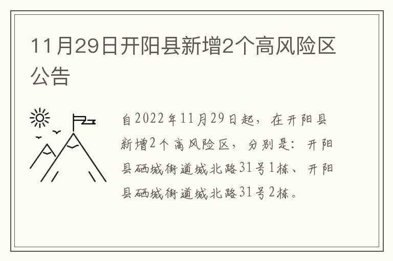11月29日开阳县新增2个高风险区公告