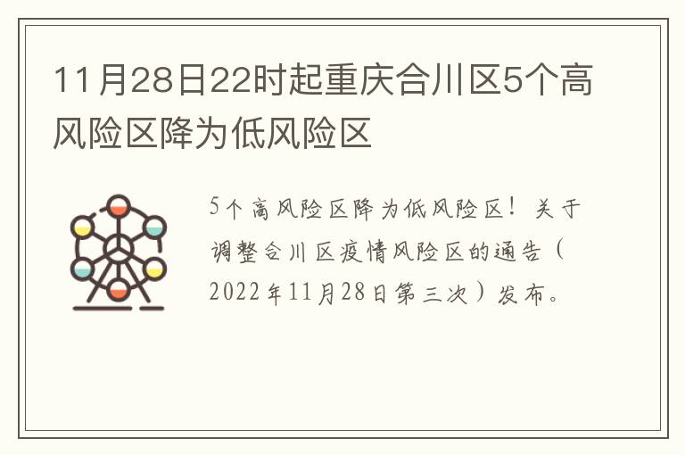 11月28日22时起重庆合川区5个高风险区降为低风险区