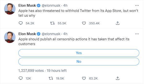 马斯克：苹果威胁下架推特应用 已撤下绝大部分广告