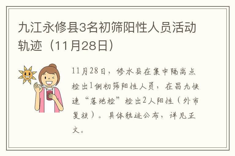 九江永修县3名初筛阳性人员活动轨迹（11月28日）