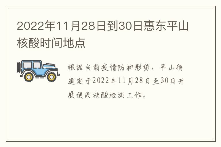 2022年11月28日到30日惠东平山核酸时间地点