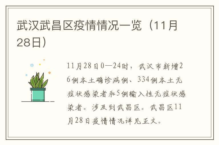 武汉武昌区疫情情况一览（11月28日）