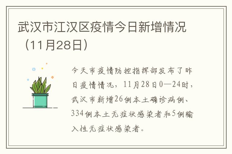 武汉市江汉区疫情今日新增情况（11月28日）