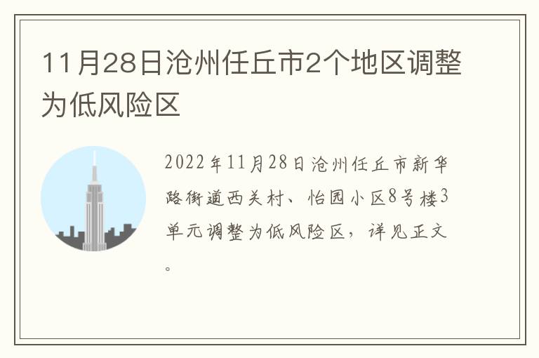 11月28日沧州任丘市2个地区调整为低风险区