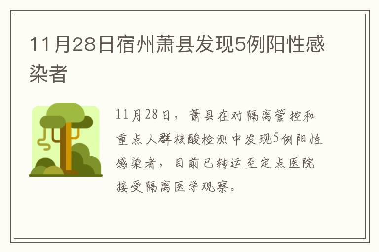11月28日宿州萧县发现5例阳性感染者