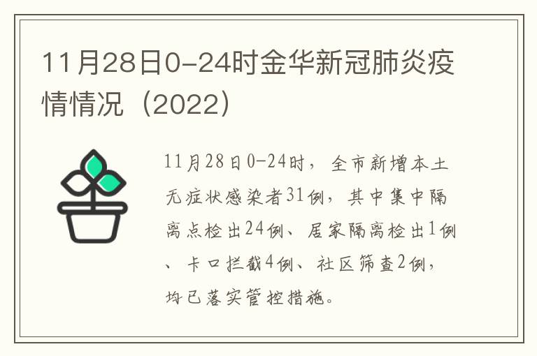 11月28日0-24时金华新冠肺炎疫情情况（2022）