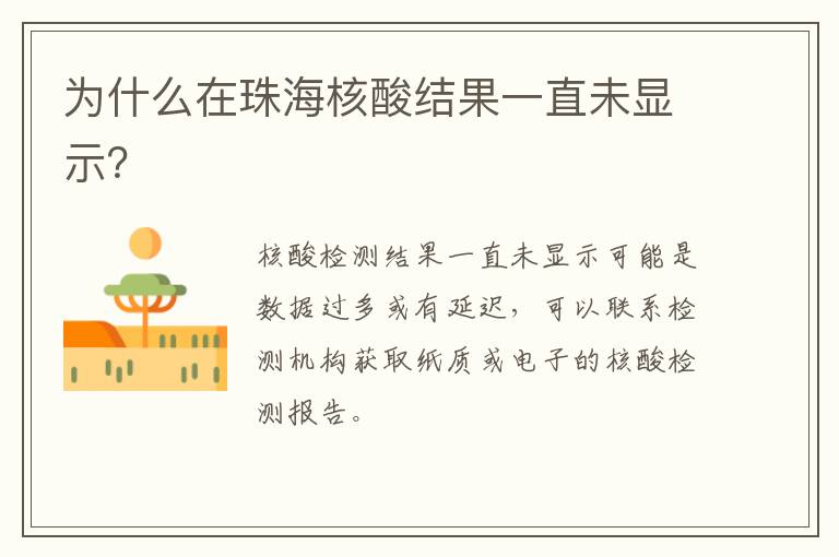 为什么在珠海核酸结果一直未显示？