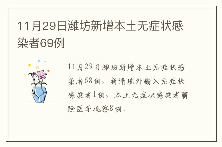 11月29日潍坊新增本土无症状感染者69例