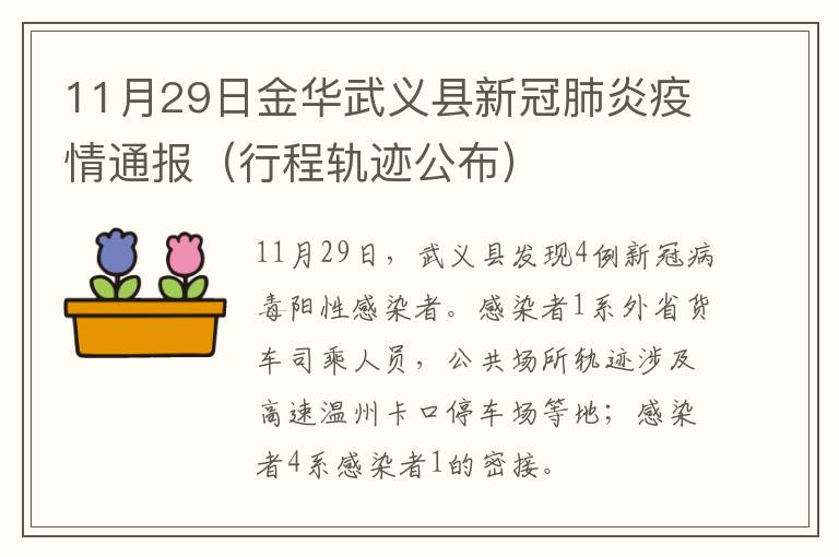 11月29日金华武义县新冠肺炎疫情通报（行程轨迹公布）